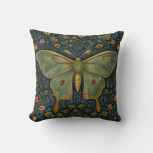 Elegant retro boho Luna moth botanical Cushion