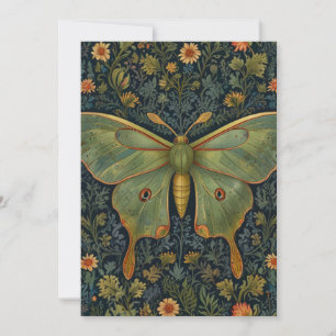 Elegant retro boho Luna moth botanical  Invitation