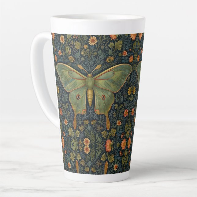 Elegant retro boho Luna moth botanical  Latte Mug (Left Angle)