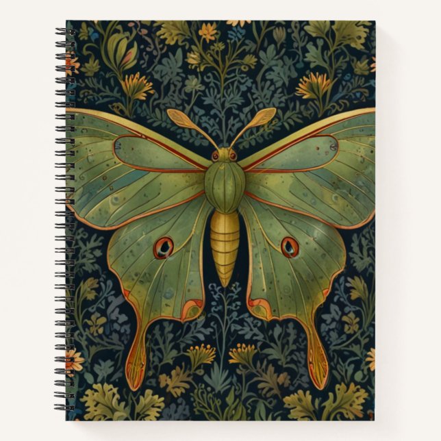 Elegant retro boho Luna moth botanical  Notebook (Front)