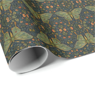 Elegant retro boho Luna moth botanical  Wrapping Paper