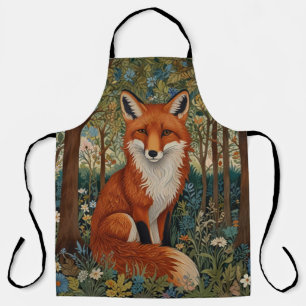 Elegant retro boho red fox woodland animal apron