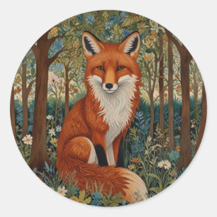 Elegant retro boho red fox woodland animal classic round sticker