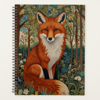 Elegant retro boho red fox woodland animal planner