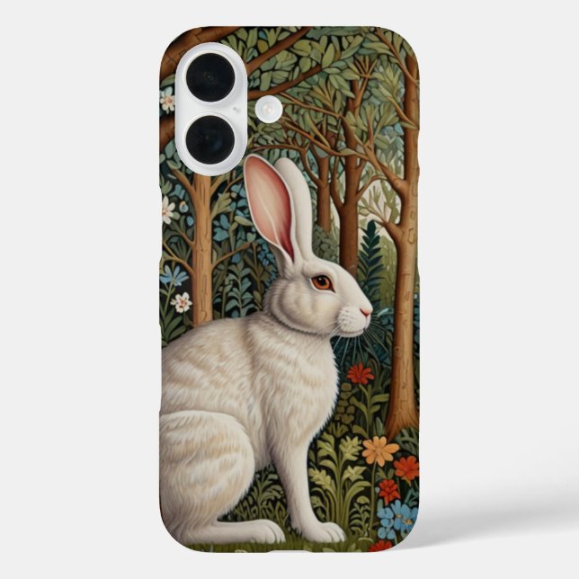 Elegant retro boho white rabbit woodland floral Case-Mate iPhone case (Back)