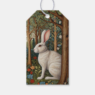 Elegant retro boho white rabbit woodland floral gift tags