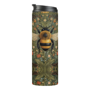 Elegant retro bumblebee boho botanical floral art thermal tumbler