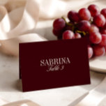 Elegant Retro Burgundy Wedding Place Card<br><div class="desc">Designed to coordinate with for the «Sabrina» Wedding Invitation Collection. View the collection link on this page to see all of the matching items in this beautiful design.
••• Mockups for this design were created using Midjourney AI.</div>
