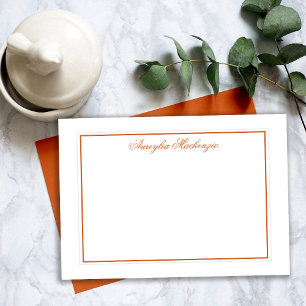 Elegant Retro Burnt Orange and White Personalised Card
