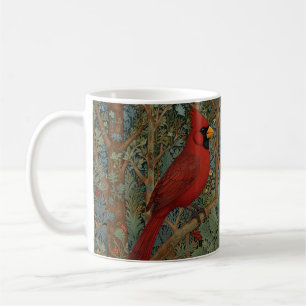 Elegant Retro Cardinal Art Nouveau red bird Coffee Mug