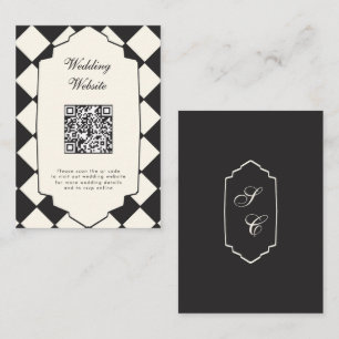 Elegant Retro Chequered Black And White Wedding Enclosure Card