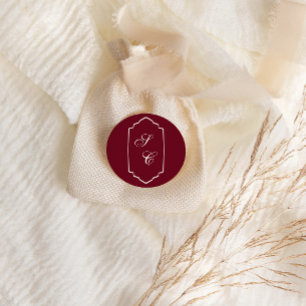 Elegant Retro Chequered Burgundy Wedding Classic Round Sticker