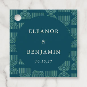 Elegant Retro Chic Arch Teal Blue Custom Wedding Favour Tags