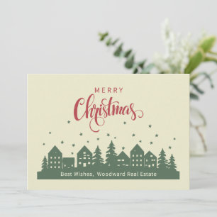 Elegant Retro Christmas Home   Realtor Customised Thank You Card
