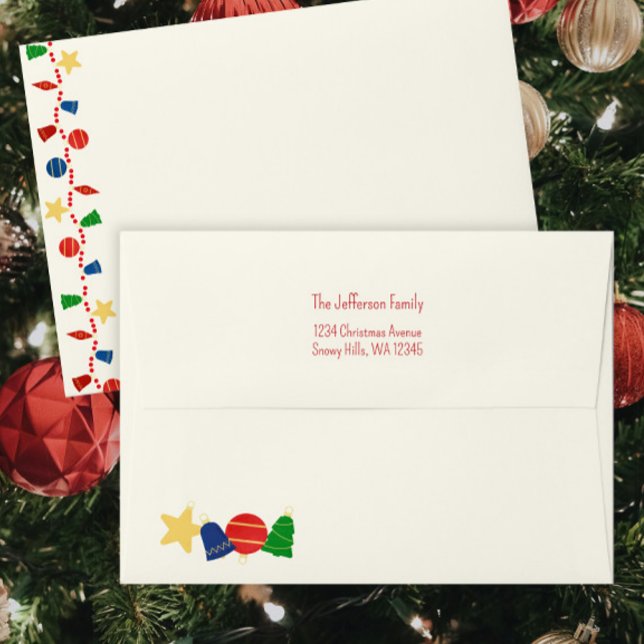 Elegant Retro Christmas ornaments return address Envelope (Retro Christmas ornaments return address envelope - personalize it with your address)