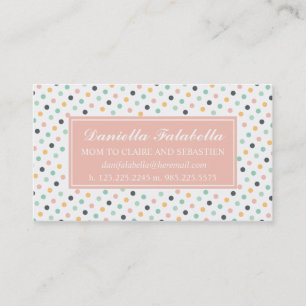 Elegant Retro Confetti Polka Dots Mum Calling Card