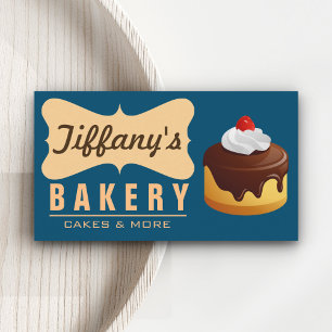 Elegant Retro Cute Chocolate Birthday Cake Bakery Business Card