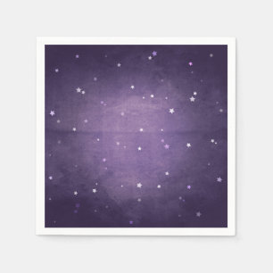 Elegant Retro Dark Purple and White Stars Party Napkin