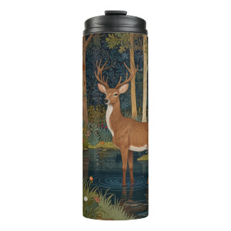 Elegant retro deer boho woodland forest greenery thermal tumbler