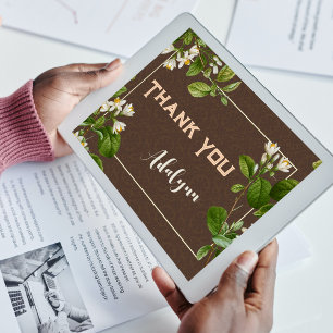 Elegant Retro Floral Custom Name Text Gift Brown Poster