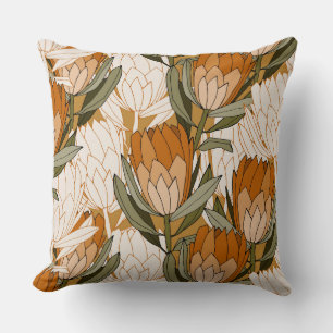 Elegant retro floral l Ink art pattern for grandma Cushion