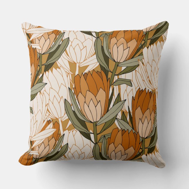 Elegant retro floral l Ink art pattern for grandma Cushion (Front)