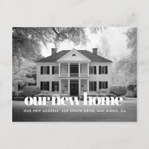 Elegant retro font photo moving announcement postcard