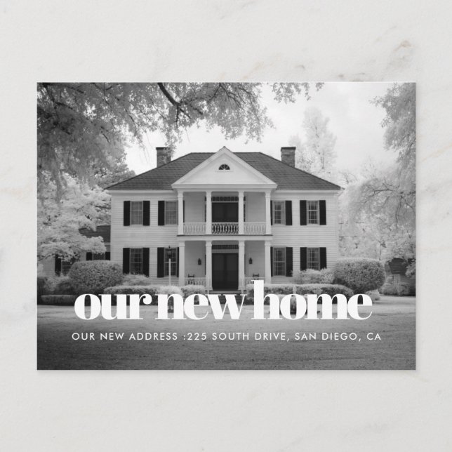 Elegant retro font photo moving announcement postcard (Front)