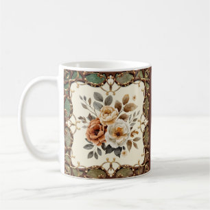 Elegant Retro Framed Flowers Coffee Mug