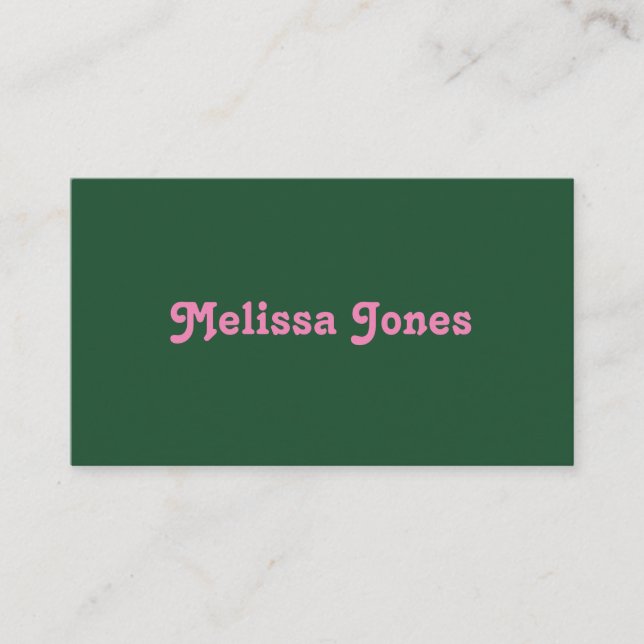 Elegant Retro Green Pink Professional Business Card (Front)