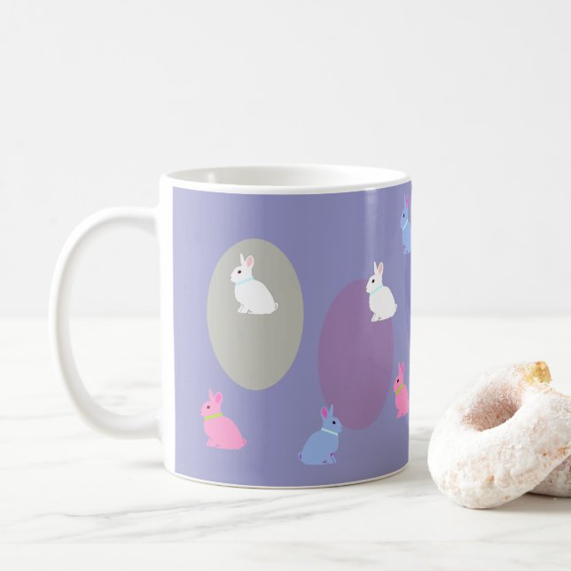 Elegant Retro Lilac Rabbit Bunny Easter Mug (With Donut)