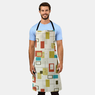 Elegant Retro Mid-Century Geometric Pattern Apron