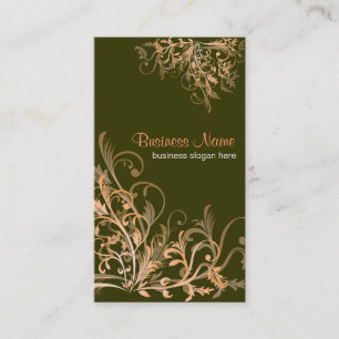 Elegant Retro Orange Flower Swirls 4 Business Card