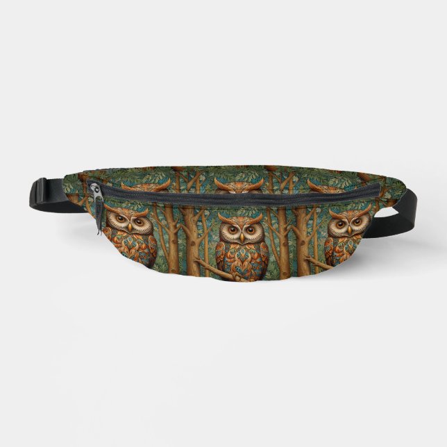 Elegant retro owl boho bohemian forest greenery  bum bags (Front)