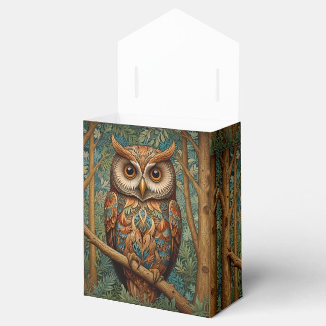 Elegant retro owl boho bohemian forest greenery  favour box (Opened)