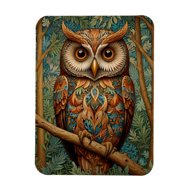 Elegant retro owl boho bohemian forest greenery  magnet (Vertical)