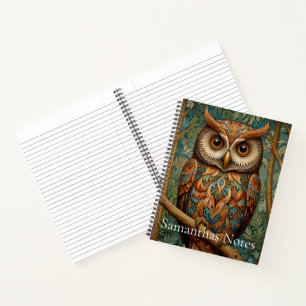 Elegant retro owl boho bohemian forest greenery  notebook