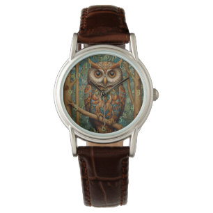 Elegant retro owl boho bohemian forest greenery  watch