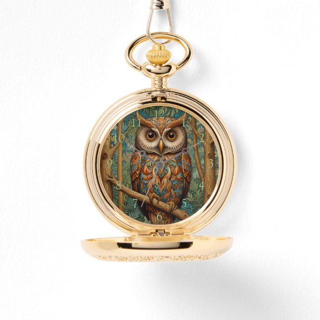 Elegant retro owl boho bohemian forest greenery  watch (Front)