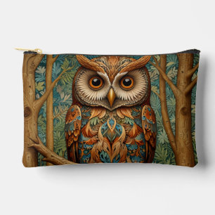Elegant retro owl forest greenery  accessory pouch