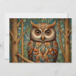 Elegant retro owl forest greenery invitation