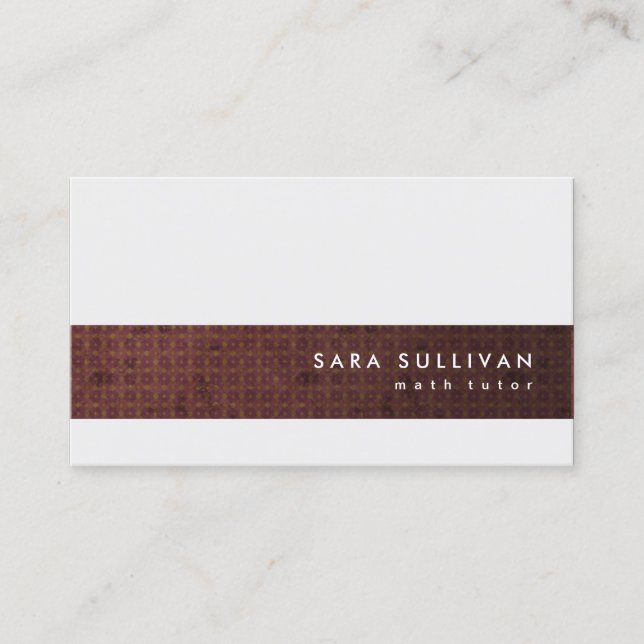 Elegant Retro Pattern Math Tutor Business Card (Front)