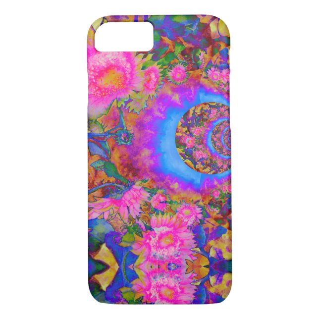 Elegant Retro pink sunflower fields forever Case-Mate iPhone Case (Back)