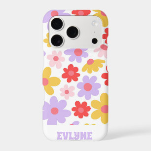 Elegant Retro Purple Red Modern Groovy Floral