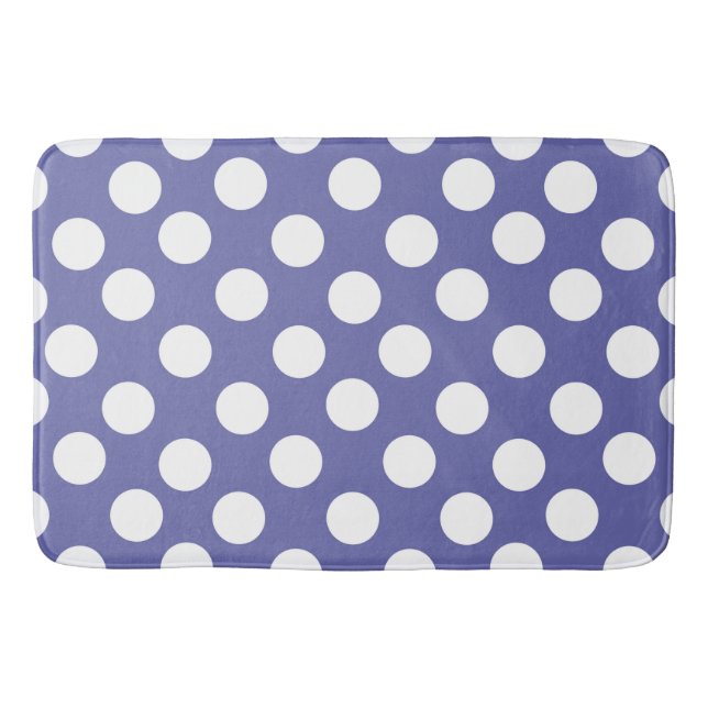 Elegant retro purple white polka dots bath mat (Front)