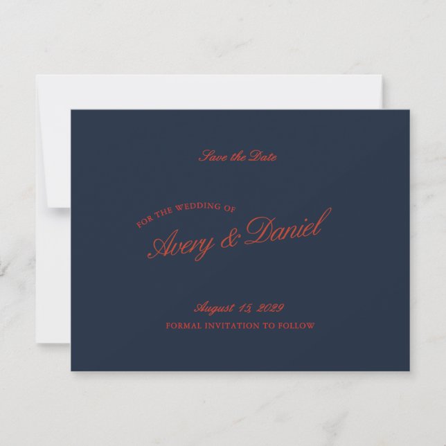 Elegant Retro Red & Ivory Save the Date Card (Front)