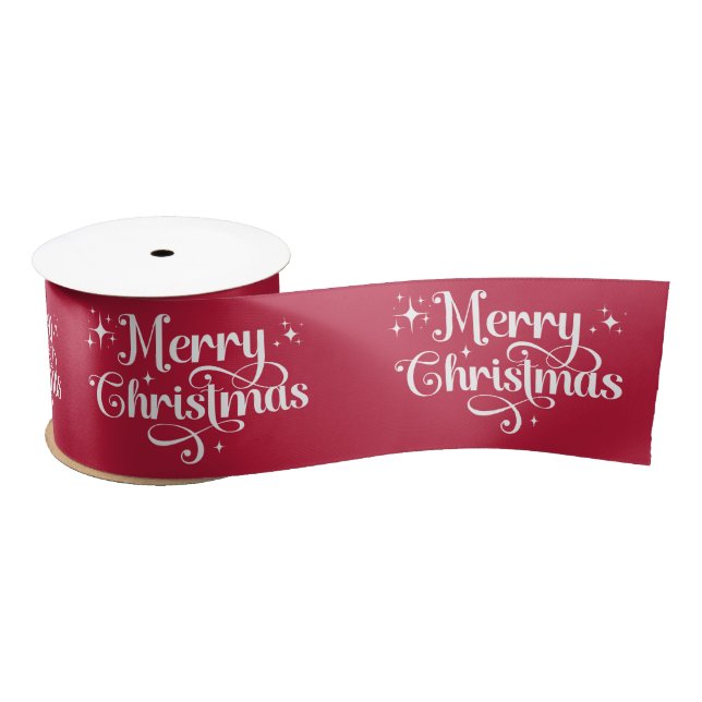  Elegant Retro Red Merry Christmas Wrapping Satin Ribbon (Spool)