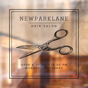Elegant Retro Scissors  - Minimal Hairsalon Window Cling