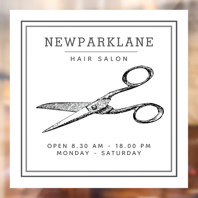 Elegant Retro Scissors  - Minimal Hairsalon Window Cling (Sheet 2)