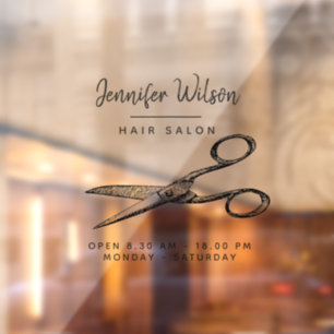 Elegant Retro Scissors  - Minimal Hairsalon  Window Cling